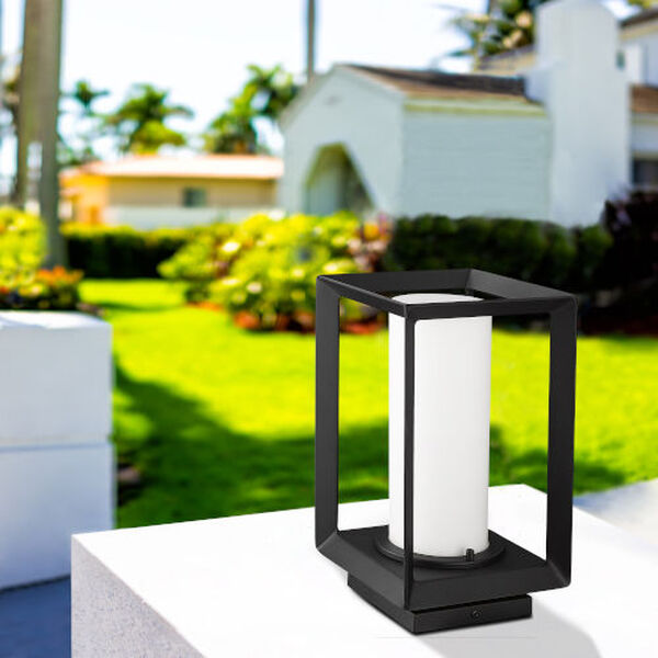 Smyth Natural Black One-Light Outdoor Pier Mount with Opal Glass Shade, image 2